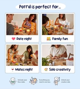 <span class=keywords><strong>Kit</strong></span> de cerámica de arcilla secada al aire para <span class=keywords><strong>principiantes</strong></span> con herramientas, pinturas, cepillos, sellador, maceta, regalo, diseño moderno - Product Image 6