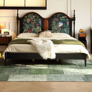KMJ <strong>Vintage</strong> American Antique Wood Bedroom Furniture Retro King Size Wooden <strong>Bed</strong> <strong>Frame</strong> - Product Image 4
