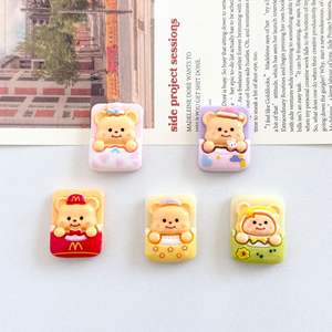 Oso de dibujos animados durmiendo lindo borrador ecológico crema cabeza de goma cuerda nevera pegatina teléfono móvil pegatina Diy pequeña resina - Product Image 1