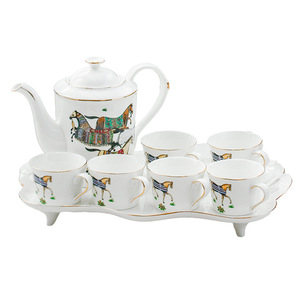 British Style <b>Tea</b> Pot and Cups <b>Set</b> Porcelain <b>Tea</b> <b>Set</b> Afternoon <b>Tea</b> Party <b>Set</b> of 6 With Tray - Product Image 6