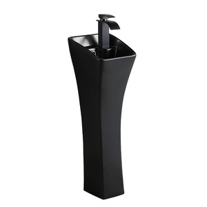 Lavabo à main autoportant <span class=keywords><strong>de</strong></span> couleur noire, lavabo élégant à la mode, lavabo <span class=keywords><strong>de</strong></span> <span class=keywords><strong>salle</strong></span> <span class=keywords><strong>de</strong></span> <span class=keywords><strong>bain</strong></span> à piédestal, <span class=keywords><strong>2022</strong></span> - Product Image 1