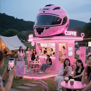 Grande arte all'aperto dell'acciaio inossidabile-casco creativo della motocicletta e scultura della casa del caffè fatti a mano con la tecnica di placcatura - Product Image 4