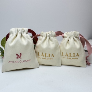 Custom Recycle Organic Cotton Twill Fabric Drawstring Pouch Logo Printed Eco-Friendly Muslin Jewelry Packing Dust Bag for <b>Rings</b> - Product Image 6