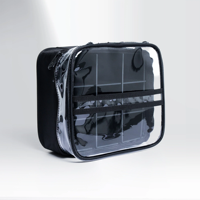 Trolley de Maquillage Grande Capacité Écologique avec Pochettes Transparentes, Pliable et Tendance en Nylon avec Fermeture Éclair