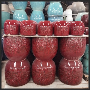 Pots de <span class=keywords><strong>fleurs</strong></span> en céramique, grand ensemble classique de 3 pots carrés en céramique émaillée pour cour - Product Image 6