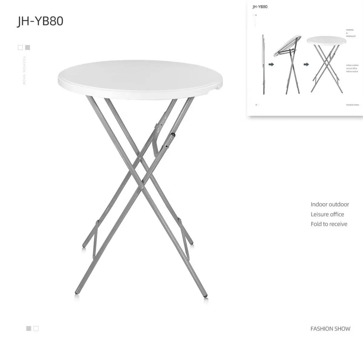 High Top Bistro Tables HDPE Plastic Portable Folding Cocktail Bar Table for Party Rental,Round Bar Table