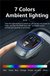 Kit de Manos Libres Bluetooth T76 con Cargador USB Multifunción, Kit Inalámbrico para Automóvil con Cargador Rápido PD30W, Compatible con Tarjeta TF - Product Image 2