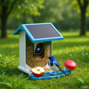 DB Smart <b>Bird</b> Feeder Camera 4MP WiFi Solar Powered Auto Capture Outdoor <b>Backyard</b> Garden Use Plastic Modern Design Blue - Product Image 2