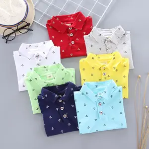 Camiseta de algodão para meninos, camiseta polo de manga curta respirável para crianças, meninos