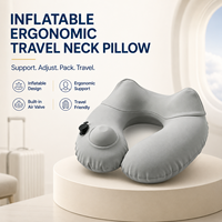 Coussin gonflable de soutien cervical pour les vacances, conception brevetée en forme de U, housse ventilée et rafraîchissante, pochette de voyage pliable