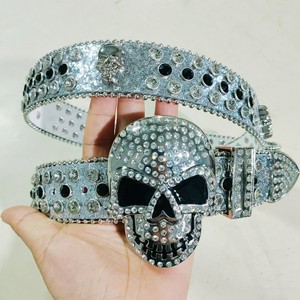Boucle de ceinture large en alliage style punk rock avec strass brillants et motif tête de mort BB <span class=keywords><strong>Simon</strong></span> – Vente en gros - Product Image 3