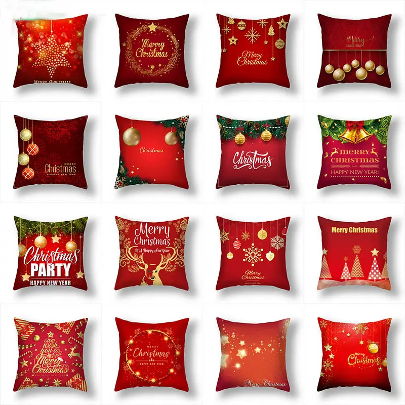 Hot Sale Christmas Car Home Sofa Decorative Pillowcase Plush Throw Pillow Case Cover Merry Christmas Santa Claus Cushion Cover