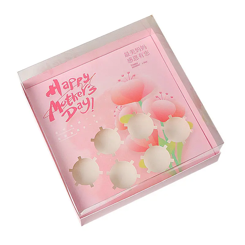 New Design Mother's Day birthday cake box 6 holes dessert Muffin Cupcake Valentine's Day Paperboard gift box