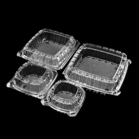 Conteneur alimentaire jetable en PET transparent personnalisable en usine, fabriqué à partir de matériaux recyclés, barquette en plastique, boîte à gâteau avec couvercle, pour légumes