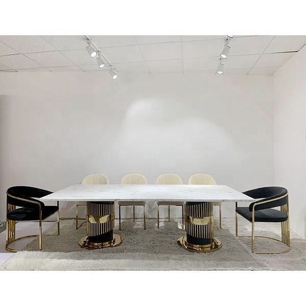 5604 Роскошный итальянский золотистый обеденный стол на 10 мест