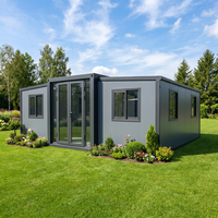 Maison conteneur extensible à demi-toit, maison conteneur pliable, villa préfabriquée avec chambres, cuisine complète et salle de bain, installation rapide