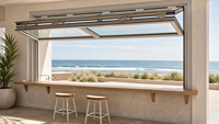 Fenêtre pliante en alliage d'aluminium sur mesure, fenêtres coulissantes à double vitrage, fenêtre de balcon pour maison côtière