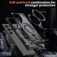 Étui de téléphone magnétique avec béquille en métal pour Galaxy S26 Ultra S25 S24 Plus, étui de protection antichoc pour Samsung S23 S24 FE