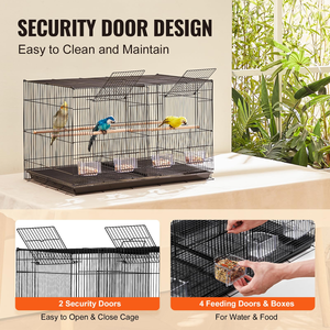 <b>Bird</b> Cage Iron Parrot Cage <b>Bird</b> Breeding Cage with Doors Perches for Parrots Parakeets Cockatiels Budgies Conures Quaker - Product Image 3
