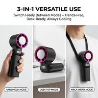 Ventilateur portable pliable avec écran numérique, mini-ventilateur turbo, refroidisseur sophistiqué, support de table, ventilateur USB rechargeable à main
