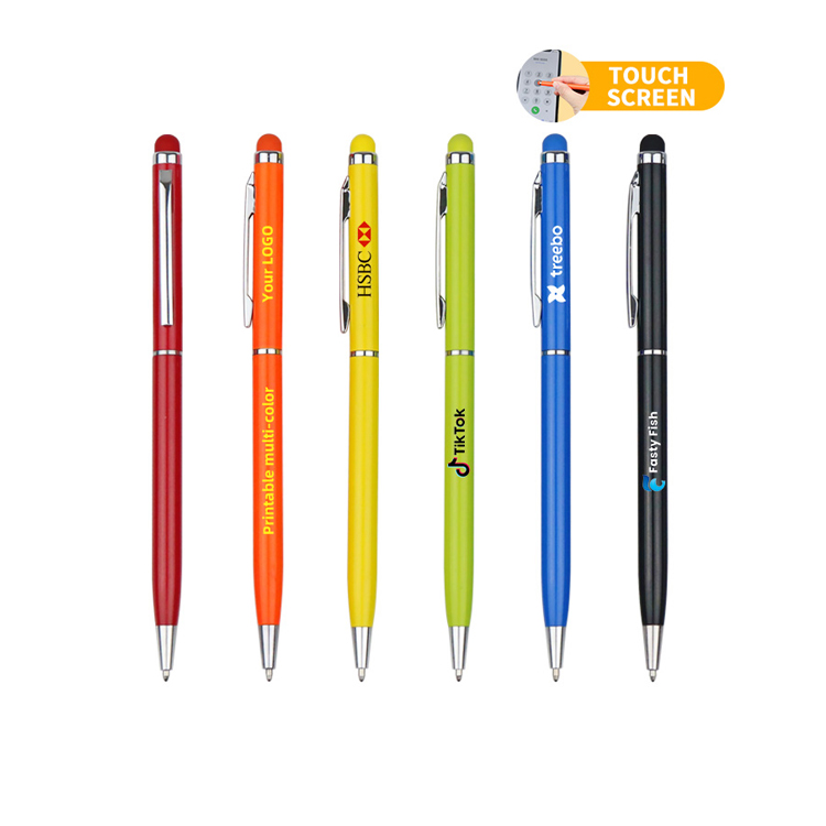 Custom Logo Multi-Functional for Stylus Ballpoint Pen Durable Metal Bulk Gift for Business Promotion 1.0mm Black Ink Touch Scree