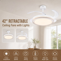 Lustre en cristal ventilateur lumière luxe décoratif doré 42 pouces lame cachée LED ventilateur de plafond avec lumière et télécommande