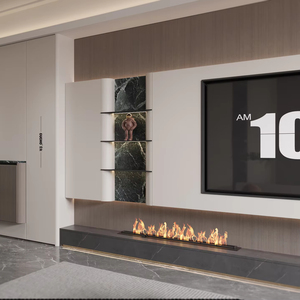 Meuble TV mural flottant en bois sur mesure <span class=keywords><strong>avec</strong></span> design moderne et style de <span class=keywords><strong>porte</strong></span> personnalisé pour salon - Product Image 1