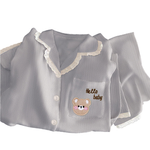 Ve Áo Đồ Ngủ Của Phụ Nữ Mùa Xuân Giản Dị Cao Cấp Dễ Thương Gấu Dài Tay Loungewear Phù Hợp Với Có Thể Được Mặc Bên Ngoài Bán Buôn - Product Image 1