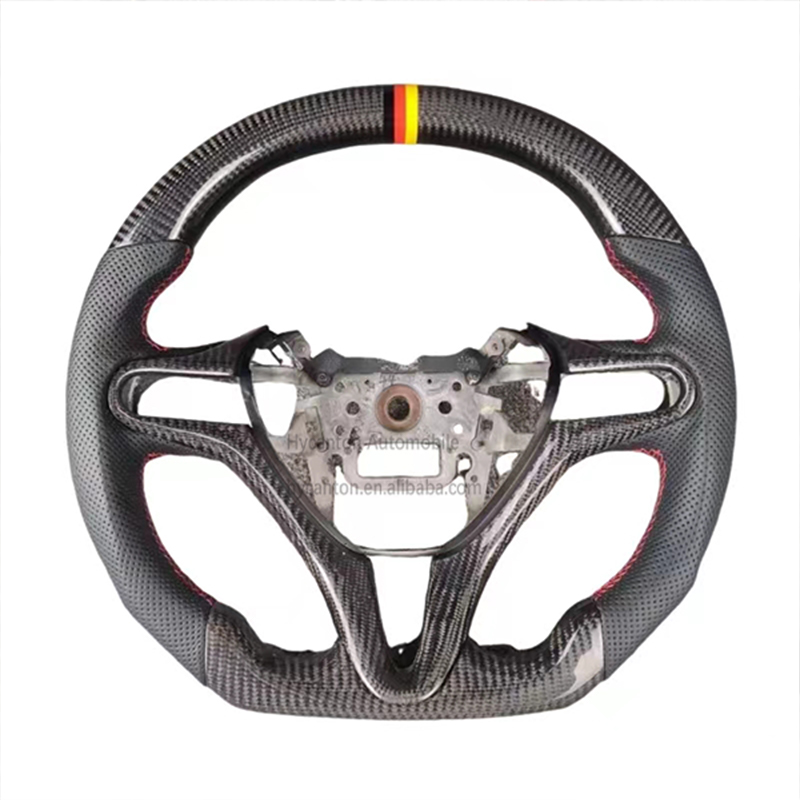 Carbon Fiber+Perforated Leather+Tricolor Stripe+Red Stitching