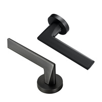 Ensemble de serrures de porte silencieuses de style minimaliste moderne pour portes en bois d'intérieur, poignée en alliage de zinc noir, options de serrures mécaniques/magnétiques