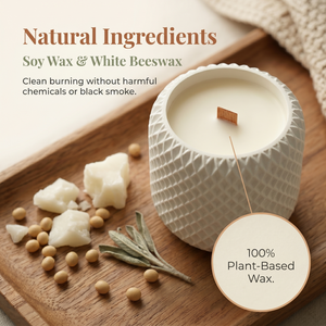Petite bougie décorative texturée en cire végétale sans fumée, idéale pour table intérieure - Product Image 1