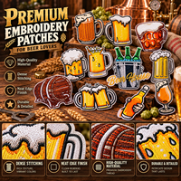 Lot de patchs brodés pour amateurs de bière, motifs tasses, fûts, bouteilles, barres, à thermocoller ou à coudre, pour loisirs créatifs, cadeaux et décoration