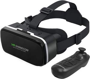 VR Shineco Headset mit Fernbedienung 3D-Brille HD Virtual Reality Headset Kompatibel mit iPhone & Android Eye Protected