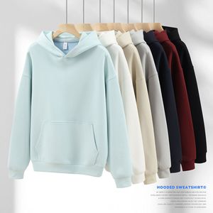 C-House Men's Hooded <b>Sweatshirt</b> 400G Thickening Solid Color With Pocket Anti-Pilling Loose Fit Autumn Winter Wear Heavyweight - Product Image 3