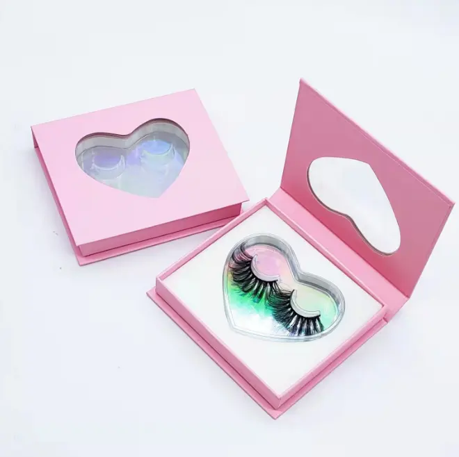 Großhandel Luxus individuell bedruckte LOGO New Heart Shaped Valentinstag Wimpern box 25MM Wimpern Aufbewahrung sbox