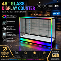Vitrine d'exposition en verre LED RGB, comptoir en verre, étagères en verre trempé, vitrine personnalisée pour boutique de tabac