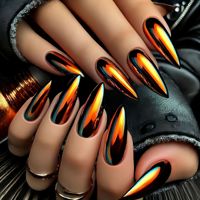 Uñas Postizas Reutilizables con Diseño de Metal Esmeralda a Cuadros, Puntas Largas y Efecto Espejo con Diamantes, Precio de Fábrica