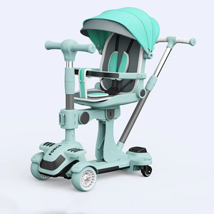 6-in-1 yaş için katlanabilir gölgelik gölge çocuk Scooter 1-<span class=keywords><strong>12</strong></span> itme sepeti döner tekerlek çocuklar tekme itme Scooter ile güvenlik çiti - Product Image 5