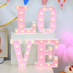 Numéro <span class=keywords><strong>O</strong></span> LED Lettre Lumières Rose Glitter Light Up Alphabet Signe Alimenté par Batterie pour Home Party Décoration Bar Mariage Anniversaire - Product Image 4