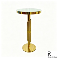 Table de cocktail de luxe en acier inoxydable doré, plateau rond en verre trempé, support tubulaire à plusieurs niveaux pour mariage, banquet, événement, fête