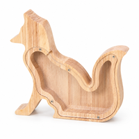 Hucha de madera con forma de animal personalizada con logo, caja de monedas de acrílico transparente con letras