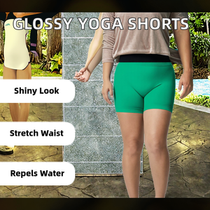 Leggings Cortos Deportivos Casuales para Mujer, Verano 2026, Elásticos, Brillantes, para Yoga y Fitness, Color Sólido, Satinados, Ecológicos - Product Image 2