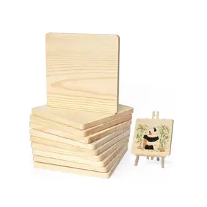 Schlussverkauf hölzerne Tischdecken unbehandelte flache DIY-Holzscheiben Unterteiler quadratische Holzbretter für Handwerk