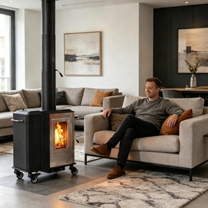 Poêle à granulés moderne d'extérieur pour la maison, robuste en acier inoxydable, portable, pour jardin, patio, camping - Product Image 3