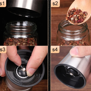 Wholesale 180/200ML Ceramic PC Black Pepper Stainless Steel Manual Spice Glass Salt <b>Mill</b> Machine for Household Use - Product Image 6