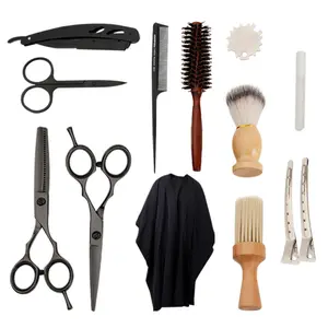 6.0 pouces, 12 types de ciseaux de coiffure pour salon de coiffure, Kits de coupe d'amincissement pour barbier professionnel avec brosse