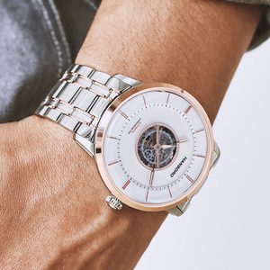 Reloj Mecánico Automático para Hombre Hengbao Luo, Correa de Acero Inoxidable de 24 mm, Cristal, Resistente al Agua 5 BAR, Diseño Hueco, Luminoso - Product Image 6
