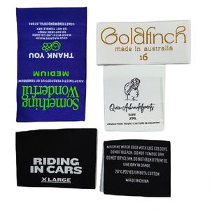 Étiquettes de marque personnalisées en satin damassé brodé, prix d'usine, logo personnalisé, étiquette personnalisée, polyester imprimé numériquement - Product Image 1