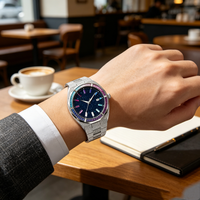 Reloj de Hombre con Logotipo Personalizado, Edición Limitada de 42 mm, Cielo Estrellado Luminoso, Resistente al Agua, Acero Inoxidable, Cristales Coloridos, Movimiento SEIKO