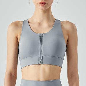 Vêtements de fitness et d'entraînement avec logo personnalisé OEM Soutien-gorge de yoga rembourré à fermeture éclair pour femmes - Product Image 5